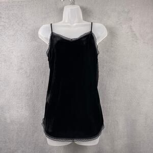 Who What Wear Womens Black Velvet Tank Top SZ S Lace Whimsygoth Fairy Grunge Y2K